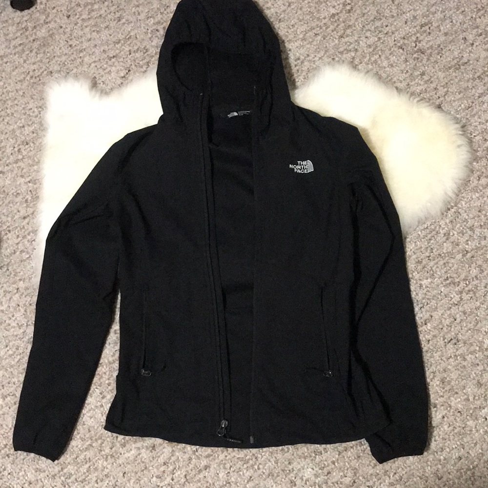 North face black windbreaker with hood